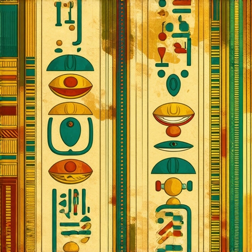 Illustration of Egyptian symbols like ankh, eye of Horus, and scarab in a modern artistic style