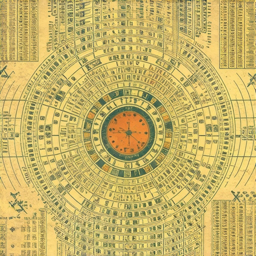 Mapa celeste maya antiguo con planetas y estrellas, estilo místico