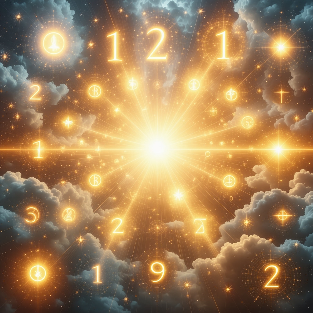 Glowing mystical numbers intertwined with cultural symbols representing spiritual energy.