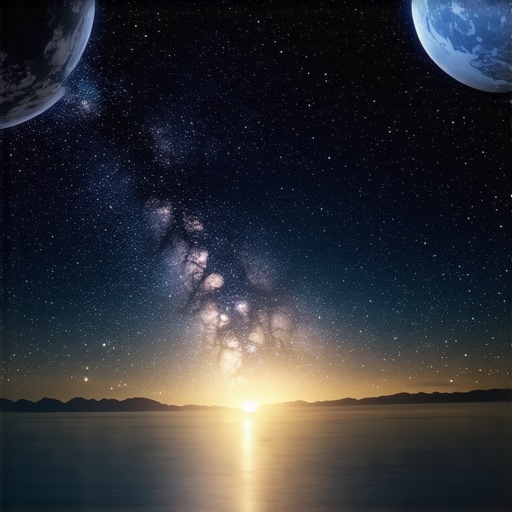 A detailed image of stars and planets over Oceanic islands, emphasizing mystical celestial energies.