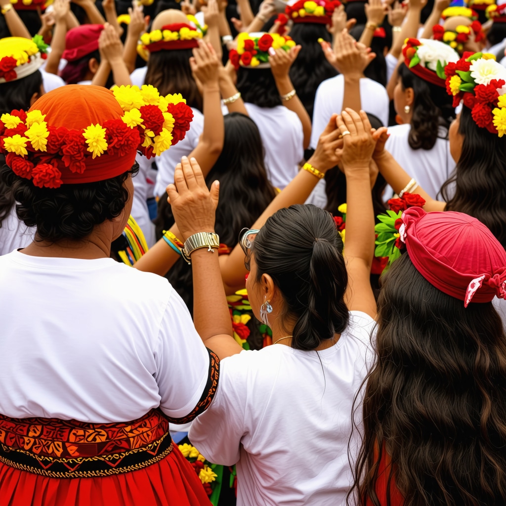 Ritual comunitario en Colombia Grupo de personas en un ritual de bendición tradicional en una comunidad colombiana