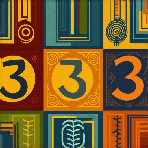 Símbolos ancestrales del número 3 en culturas antiguas Símbolos del número 3 en diferentes culturas antiguas, representando equilibrio y transformación.