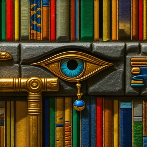 Imagen de símbolos egipcios como el ojo de Horus y el Ankh en un entorno espiritual