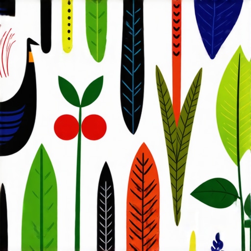 Colorful depiction of plants, animals, and symbols used in Panamanian cultural rituals for protection and prosperity.