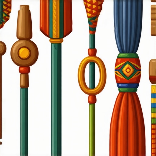 Colorful depiction of traditional Peruvian symbols and amulets used for prosperity and protection.