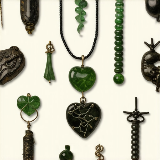 Collection of cultural symbols and amulets representing luck and love in various cultures.