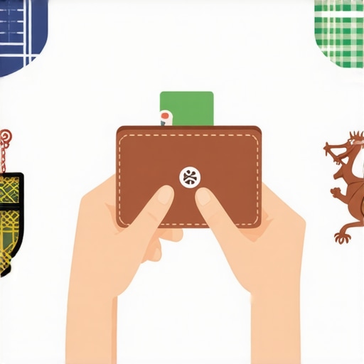 Símbolos de buena suerte en Escocia Persona colocando un símbolo de suerte en su cartera con símbolos escoceses de buena fortuna.