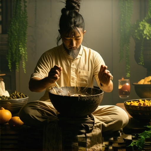 Persona realizando un ritual con símbolos de prosperidad en un ambiente hogareño