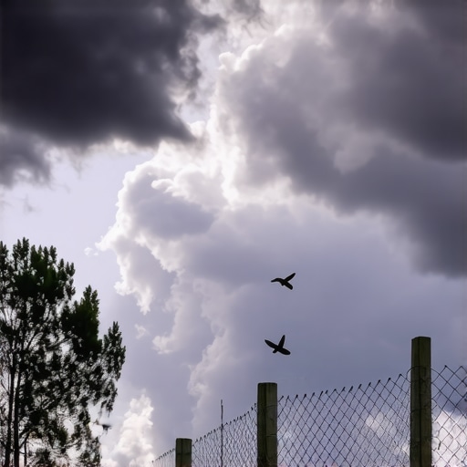 Birds Flying Low Before Rain Birds flying low over fields with storm clouds in the sky