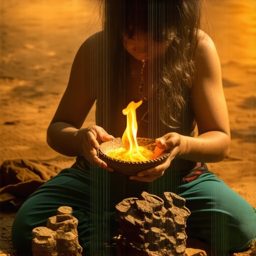 Persona realizando un ritual tradicional con objetos simbólicos