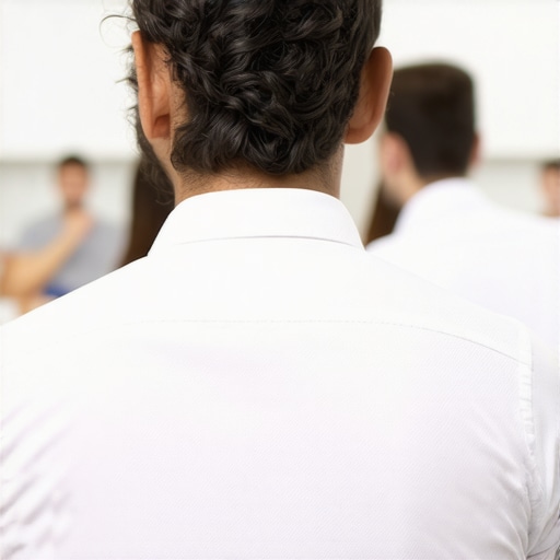 Persona atento al comportamiento de su jefe en una oficina moderna