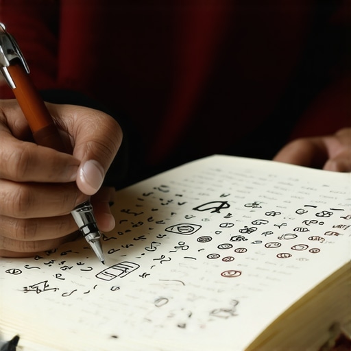 Registro digital de signos y símbolos Persona anotando signos y símbolos en un cuaderno digital para mantener sus agüeros efectivos