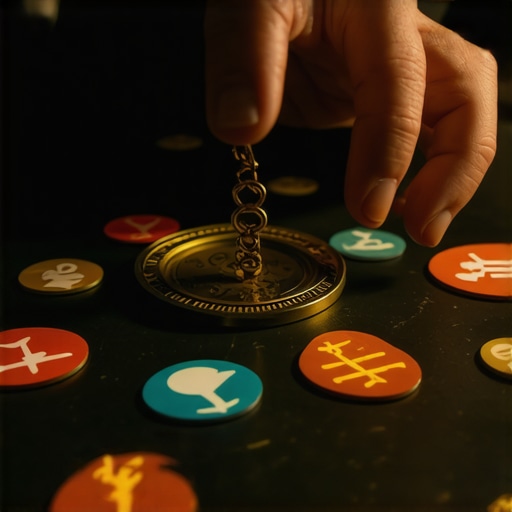Person placing a talisman on a workplace desk to attract success
