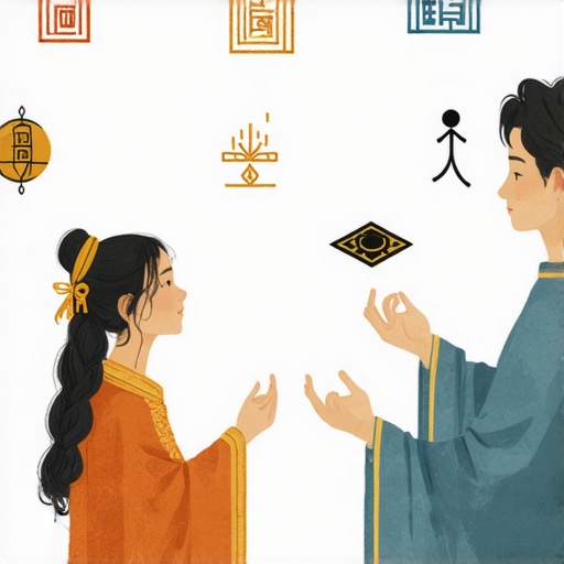 Persona observando símbolos y signos de supersticiones de diferentes culturas