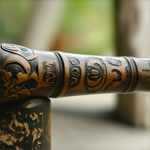 Una maraca de madera con simbolismos antiguos, símbolo de protección ritual