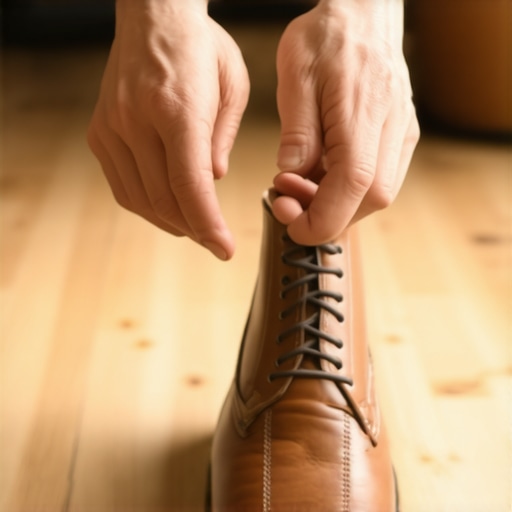 Corrigiendo la posición de un zapato Mano girando un zapato hacia su posición correcta para evitar mala suerte